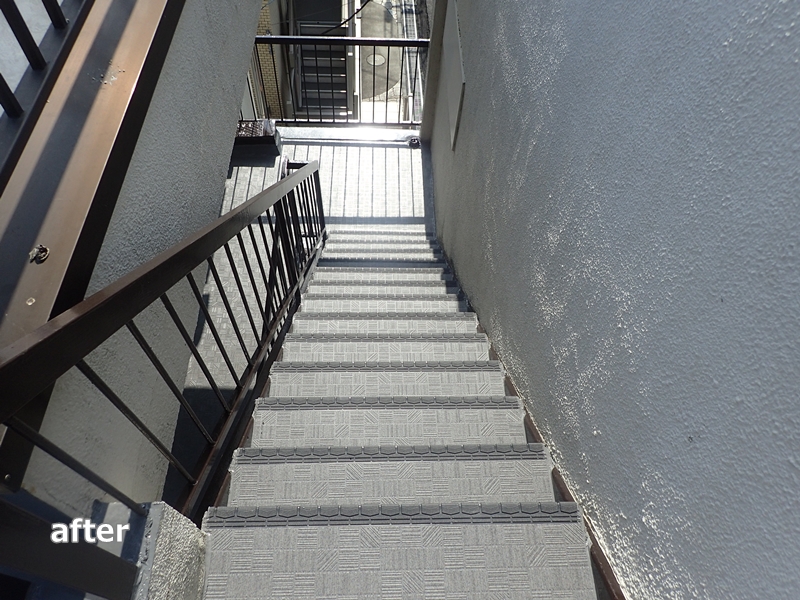 マンション階段廊下タキステップ長尺シート防水工事