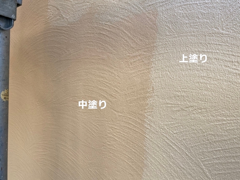 外壁塗装横浜市都筑区ジョリパット外壁塗装工事　ジョリパットフレッシュ中、上塗り