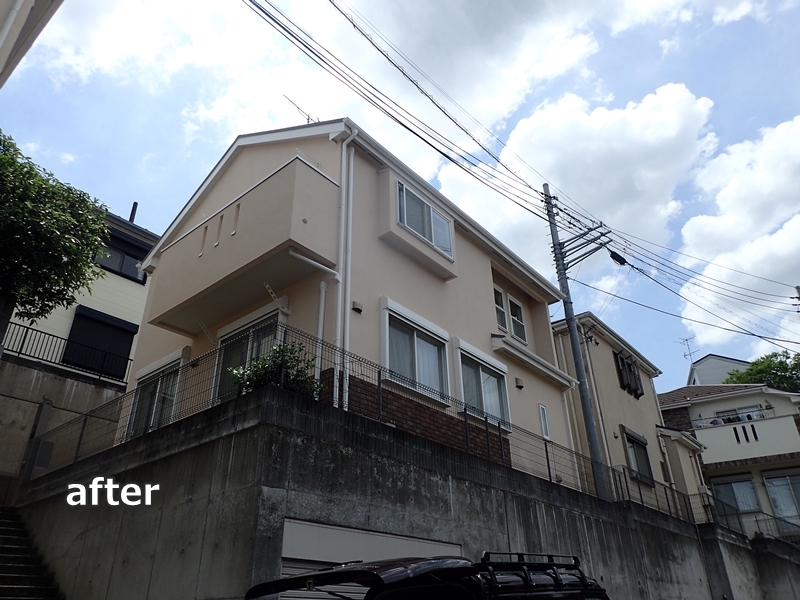 ジョリパットフレッシュとガイナの外壁塗装　神奈川県川崎市高津区　工事後