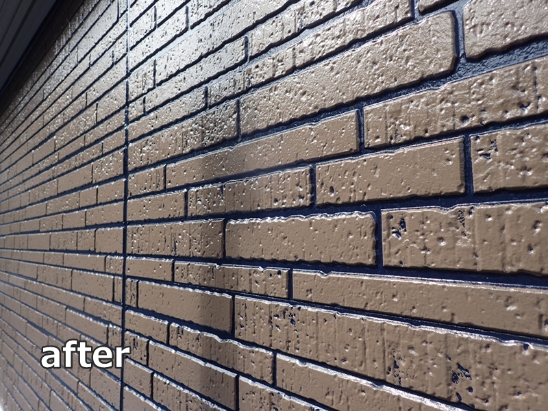 サイディング外壁塗装タイル柄2色仕上げ神奈川県川崎市宮前区　塗装後