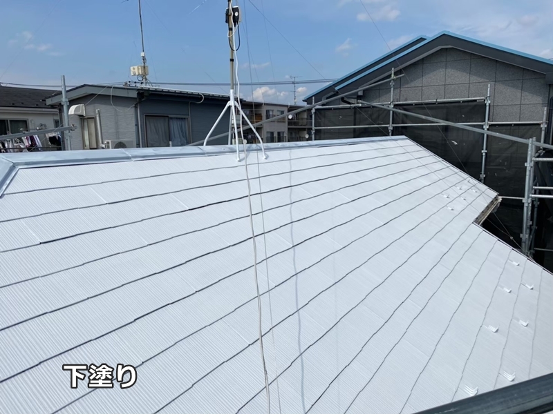 ジョリパットフレッシュ外壁屋根塗装　神奈川県相模原市南区　屋根下塗り