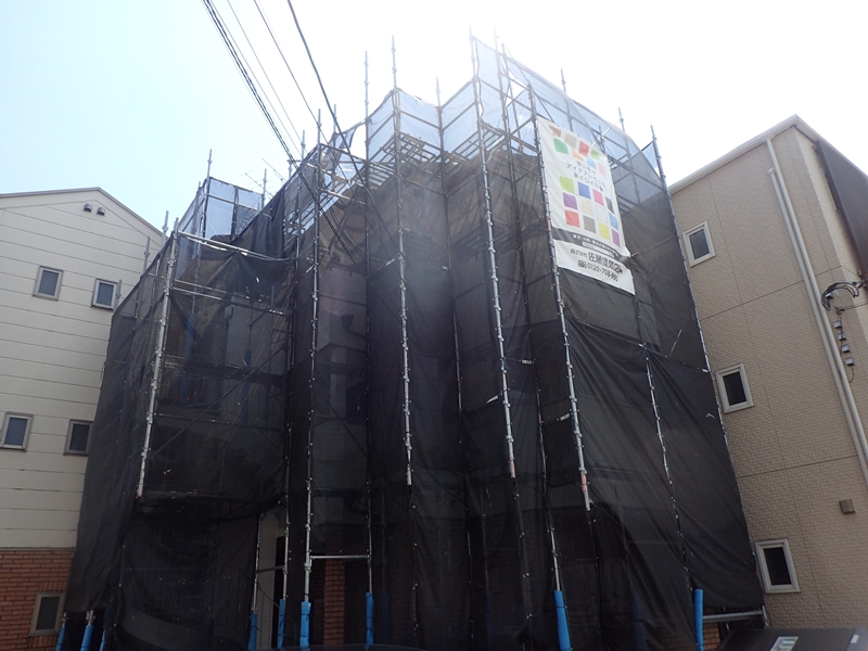 神奈川県川崎市多摩区マンションの外壁屋根塗装工事　足場解体
