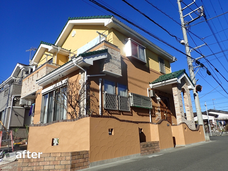 ジョリパット外壁塗装と洋瓦屋根の塗り替え神奈川県平塚市　工事後