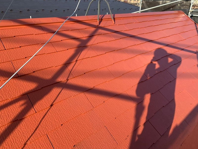 ジョリパット外壁塗装工事　屋根塗装後　川崎市多摩区