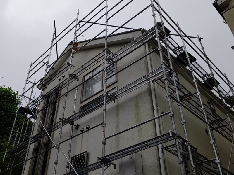 外壁塗装ダイナミックトップ仕上げ　川崎市麻生区　足場工事