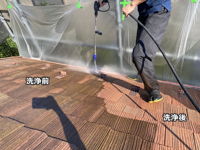 ジョリパットフレッシュクールと断熱ガイナの外壁塗装　洗浄工事