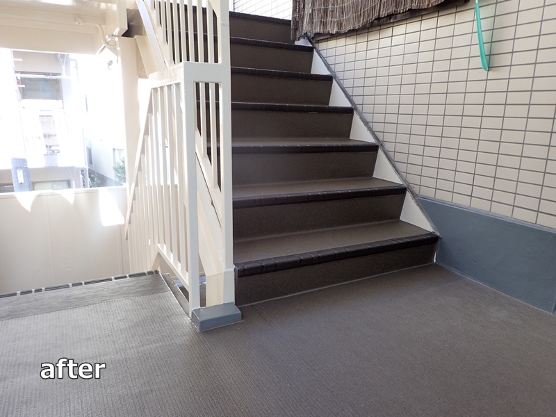 マンション防水工事　階段廊下の改修工事　東京都板橋区　工事後