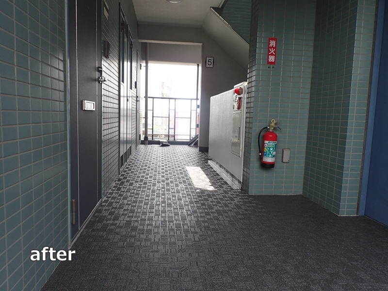 マンション階段廊下の防水工事と塗装工事　川崎市多摩区　施工後