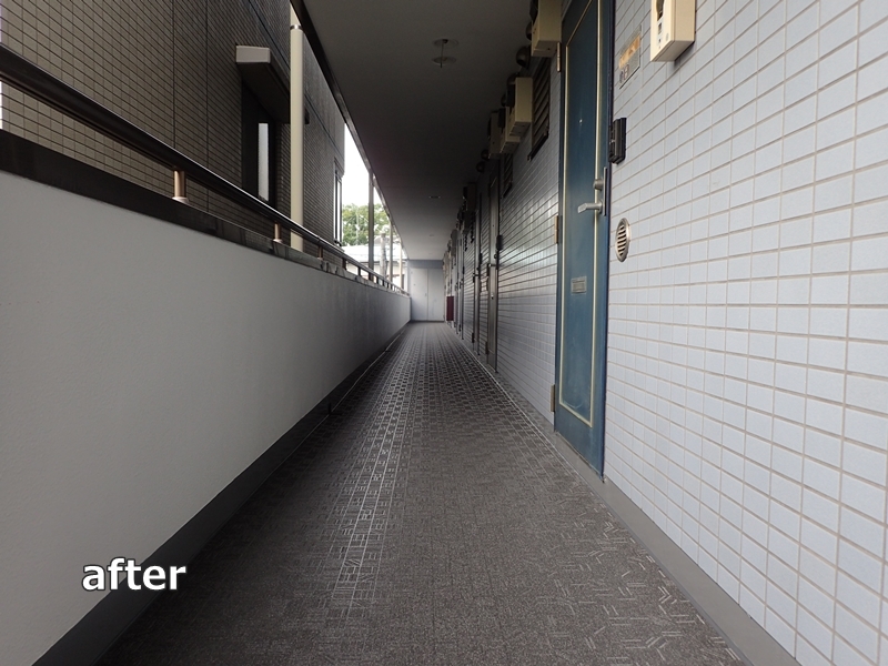 マンション階段廊下防水工事と塗装工事　川崎市多摩区　工事後