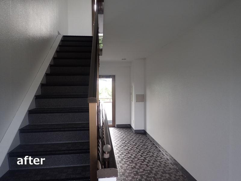 マンション階段廊下防水工事と塗装工事　川崎市多摩区　工事後