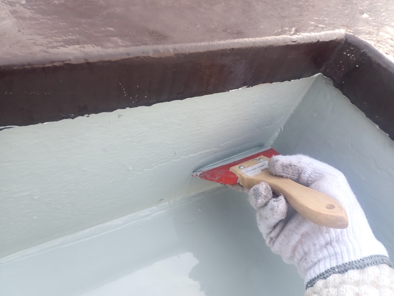 ALC壁面外壁塗装と防水工事神奈川県横浜市神奈川区　ウレタン防水工事