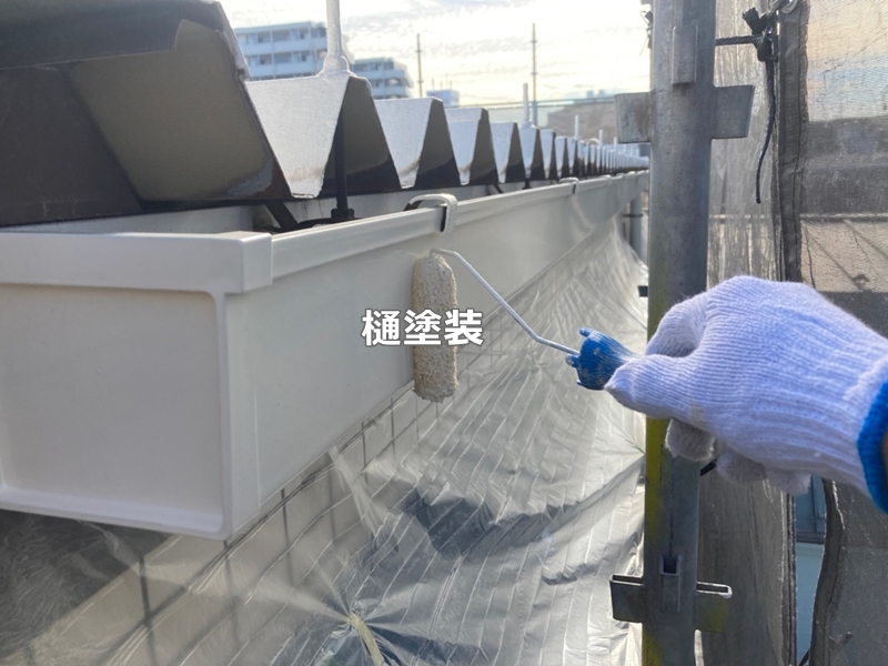 東京都板橋区マンション外壁改修工事　樋塗装