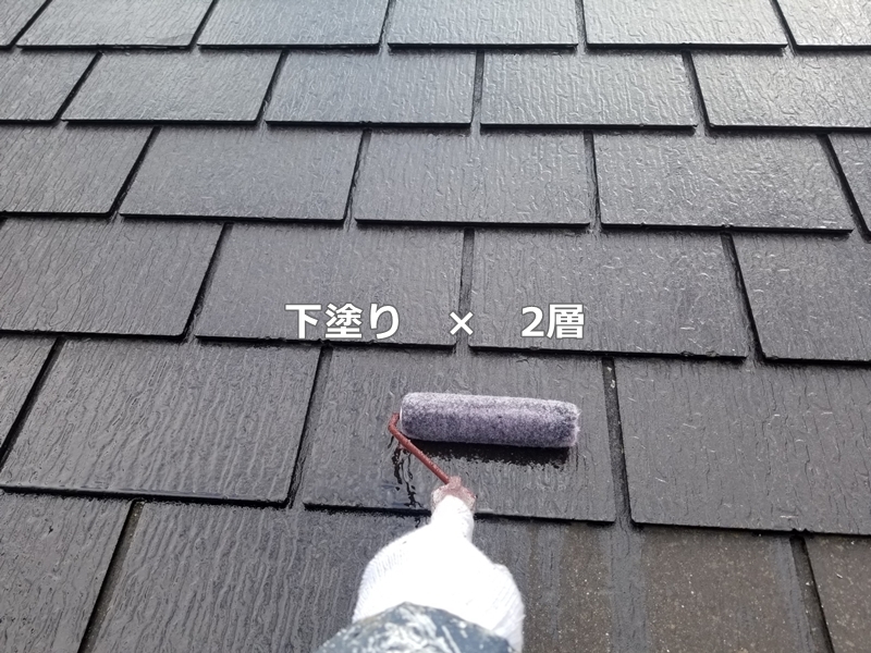 神奈川県川崎市多摩区外壁塗装工事と屋根の塗り替え　屋根下塗り