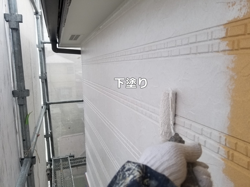神奈川県川崎市多摩区外壁塗装工事と屋根の塗り替え　下塗り