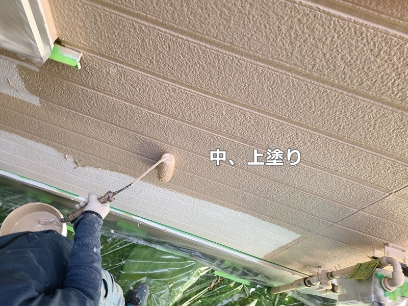 神奈川県川崎市多摩区断熱ガイナ外壁屋根塗装　中、上塗り