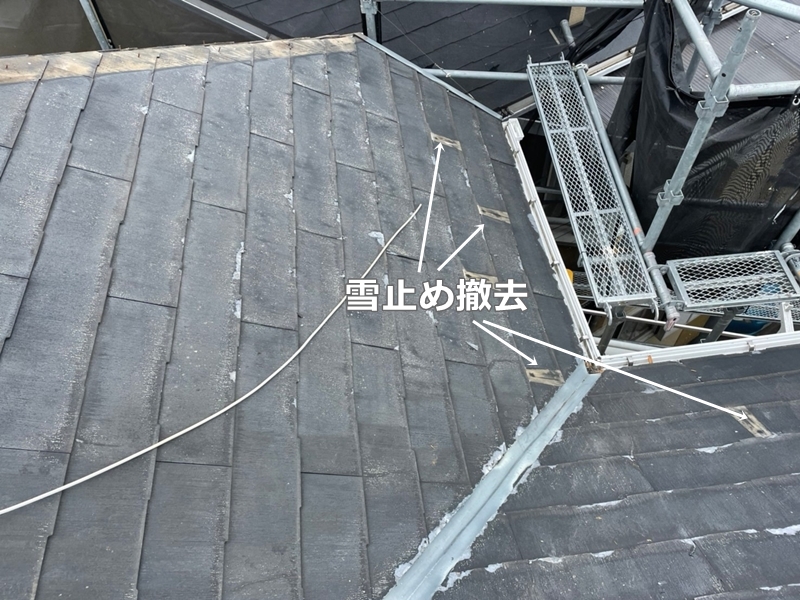神奈川県川崎市多摩区　リシン外壁塗装と金属屋根工事　雪止め撤去