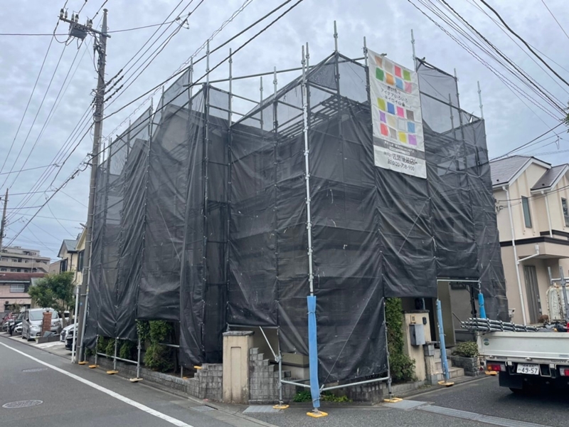 神奈川県大和市ジョリパット外壁塗装と金属屋根工事　足場解体