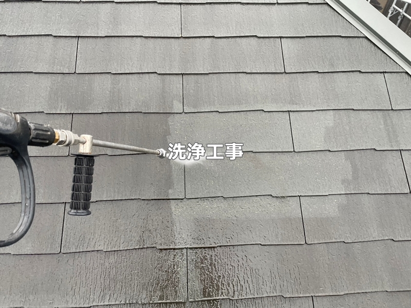 東京都調布市　断熱ガイナ外壁屋根塗装工事　洗浄工事