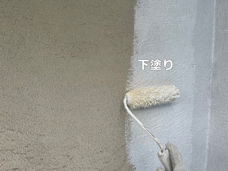 東京都府中市　ジョリパット外壁塗装下塗り