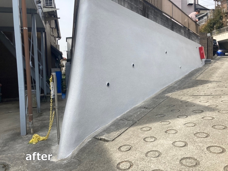 神奈川県横浜市港北区大谷石擁壁改修工事　工事後