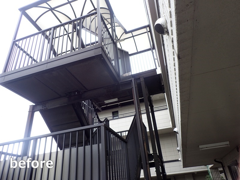 マンション階段塗装工事　川崎市多摩区　工事前