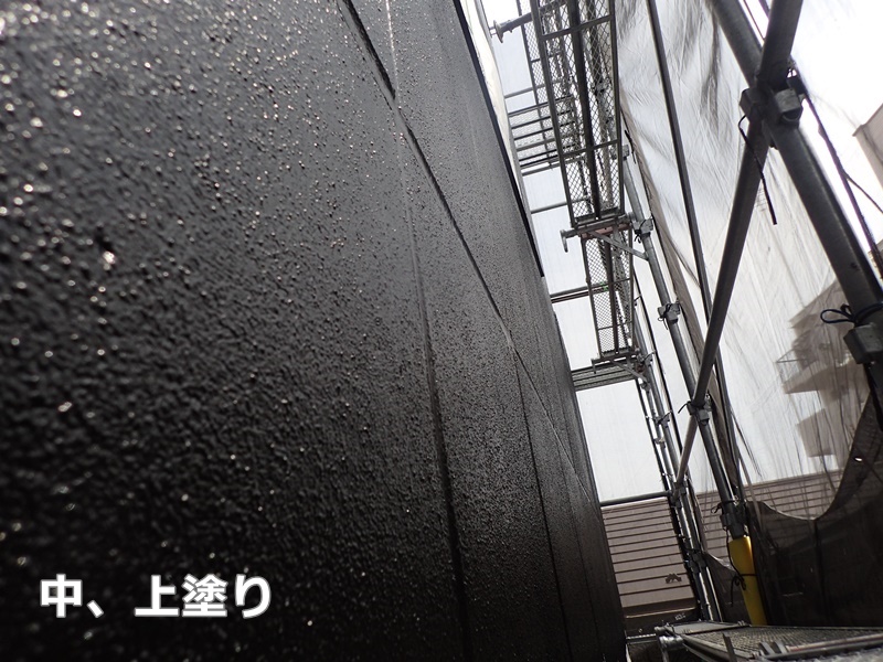 マンション外壁塗装工事　川崎市幸区　　ダイナミックトップ中、上塗り