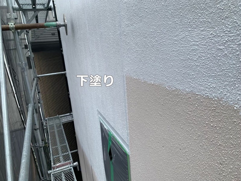マンション外壁塗装工事　川崎市幸区　　ダイナミックトップ下塗り