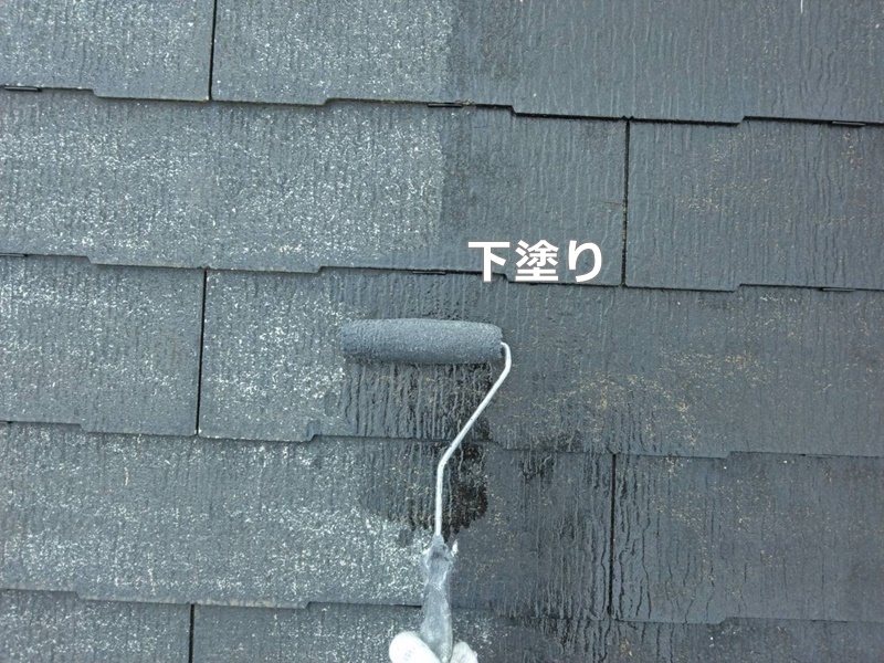 東京都杉並区ジョリパット外壁塗装工事　屋根下塗り
