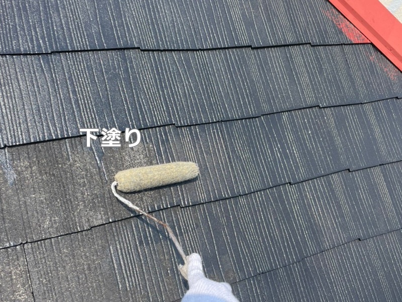 ジョリパット外壁塗装工事　東京都練馬区　屋根下塗り