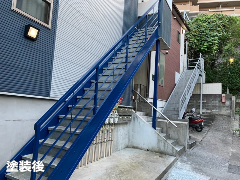神奈川県横浜市南区階段塗装防水工事　　階段塗装後