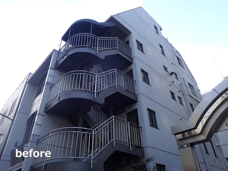 神奈川県横浜市港北区階段塗装防水工事　工事前