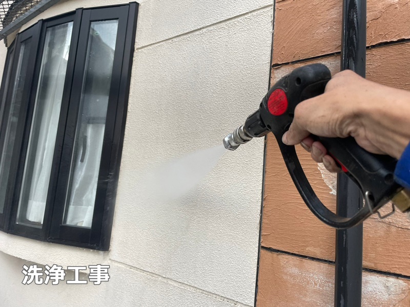 ジョリパット外壁屋根塗装工事　埼玉県新座市　洗浄工事