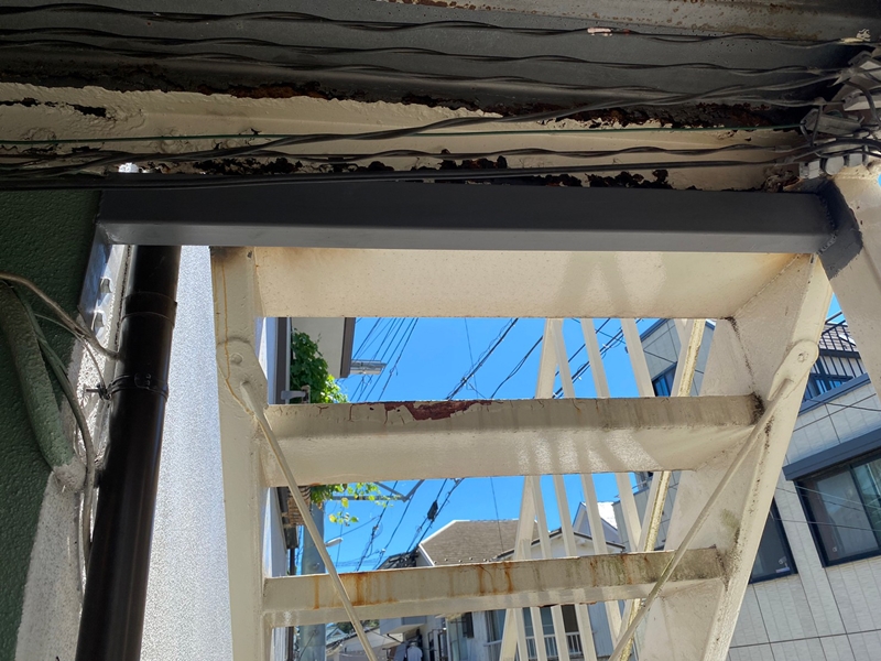 アパート鉄階段修理　溶接補修工事