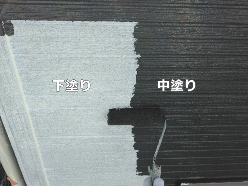 外壁ダイナミックMUKI（無機）塗装　埼玉県新座市　下塗り、中塗り