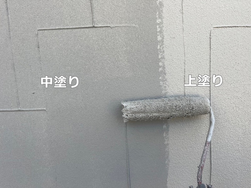 ジョリパット外壁塗装工事　川崎市多摩区　中塗り上塗り