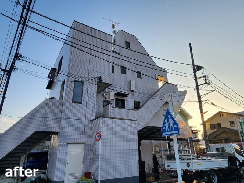ビル外壁塗装工事　東京都あきる野市　工事後