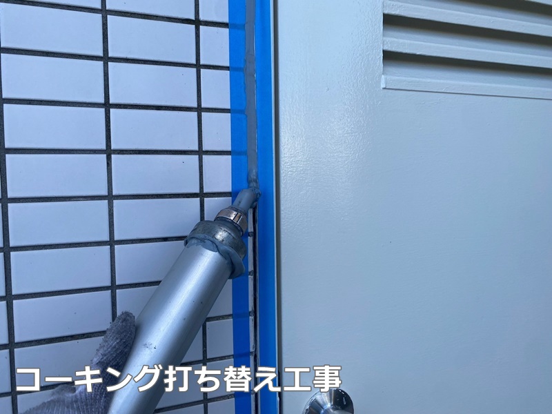 ビル外壁塗装工事　東京都あきる野市　コーキング打ち替え工事