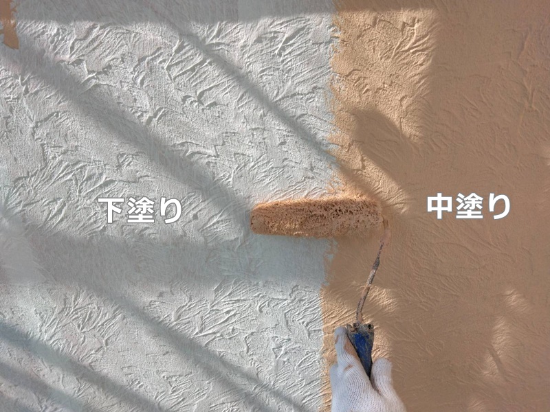ジョリパット外壁塗装工事 神奈川県茅ケ崎市 下塗り、中塗り