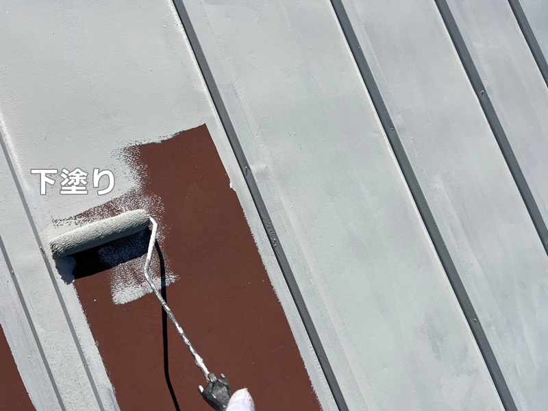 アパート外壁屋根塗装工事　東京都江戸川区　屋根下塗り