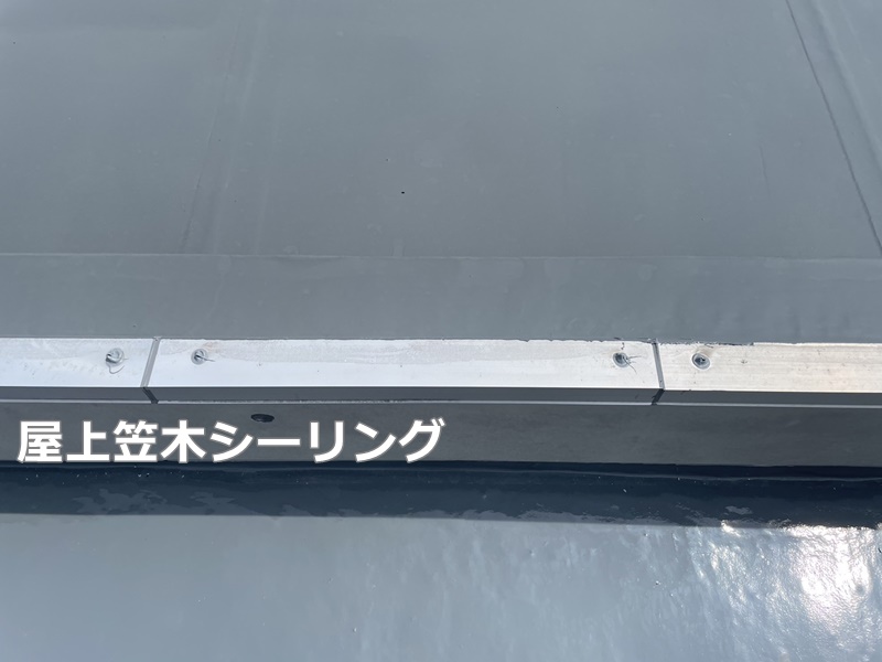 コンクリート打放し外壁塗装　東京都小金井市　屋上笠木シーリング