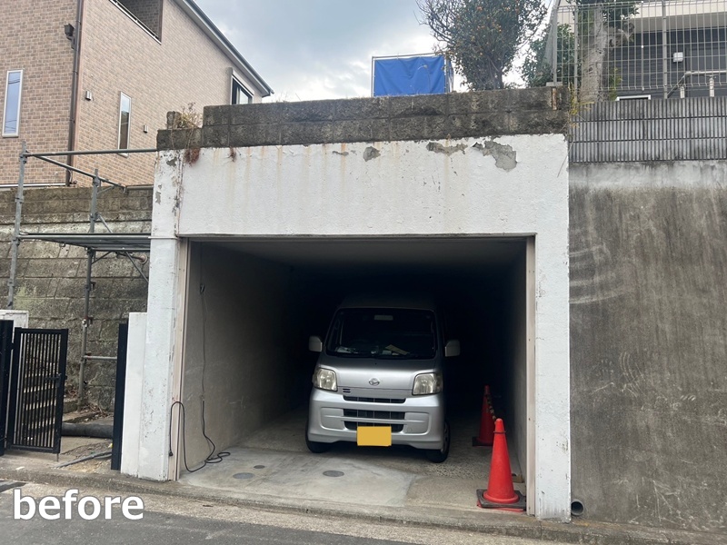 大谷石擁壁改修工事　横浜市金沢区　階段床改修工事　工事前