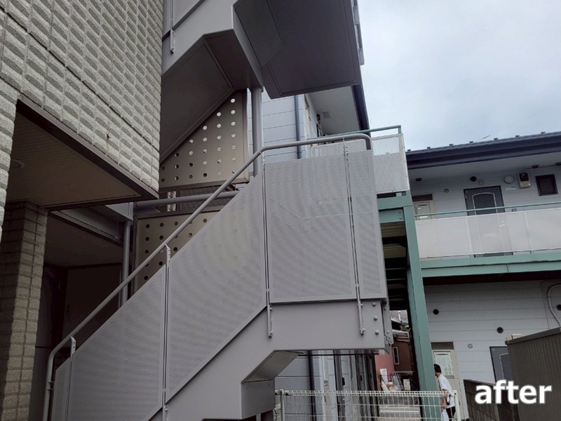 アパート階段塗装　工事後