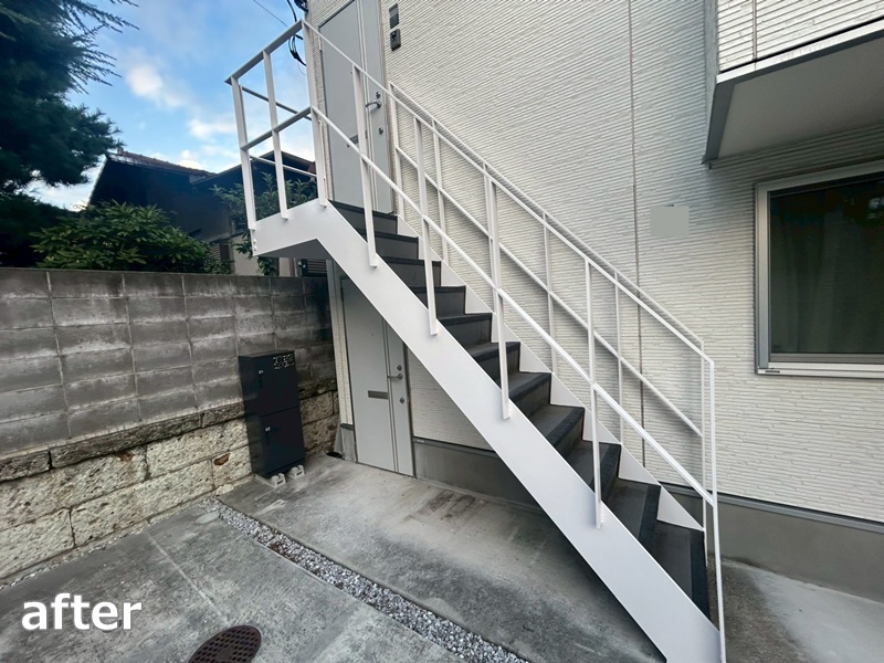アパート階段塗装工事　東京都大田区　工事後