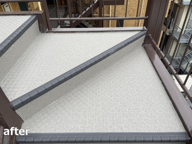 マンション階段塗装防水工事　川崎市高津区　工事後