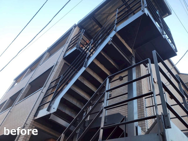 アパート階段塗装工事　埼玉県川口市　工事前