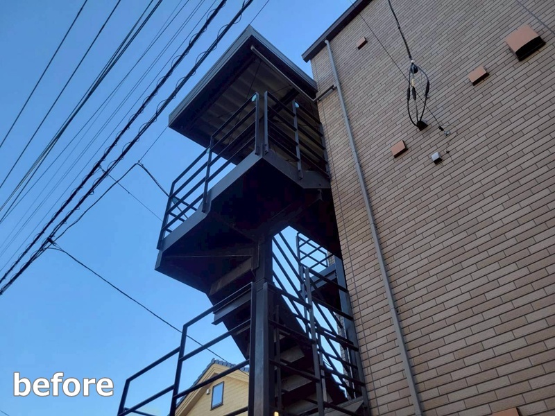 アパート階段塗装工事　埼玉県川口市　工事前