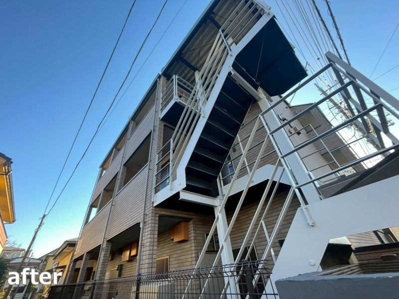 アパート階段塗装工事　埼玉県川口市　工事後