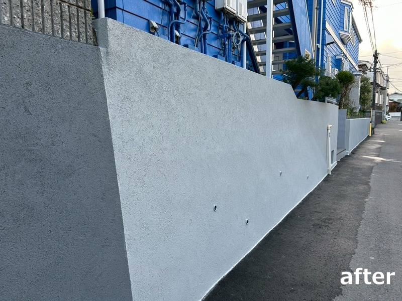大谷石擁壁改修工事　横浜市神奈川区　工事後　エンシェントブリック