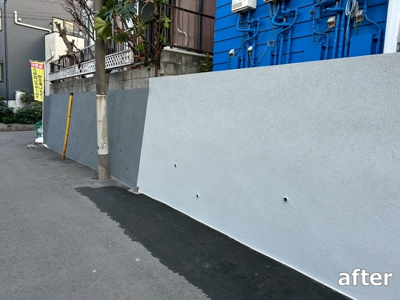 大谷石擁壁改修工事　横浜市神奈川区　工事後　エンシェントブリック